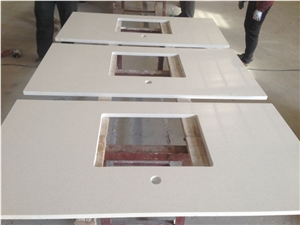 White Mirror Fleck Quartz-P007-Countertop and Vanity