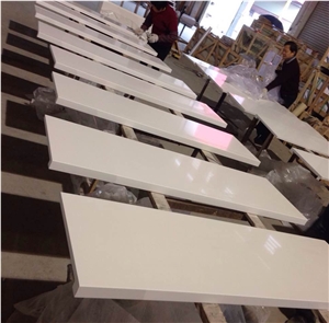 White Mirror Fleck Quartz-P007-Countertop and Vanity
