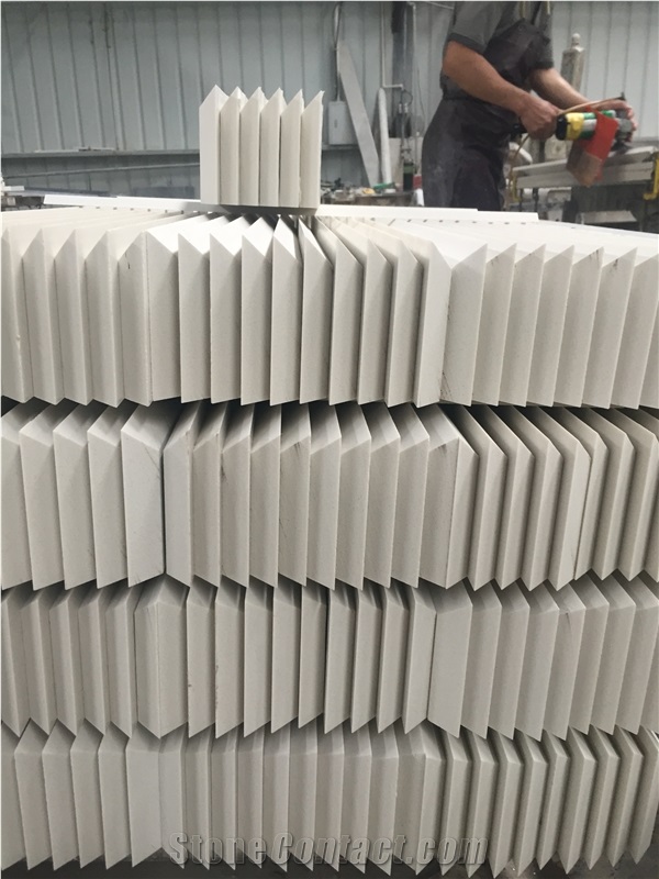 White Quartz with Miter Edge-P008 Countertops