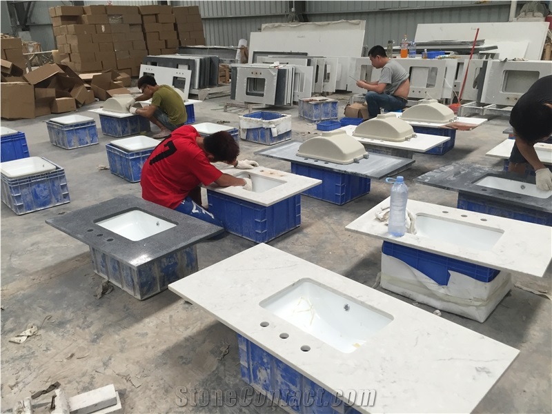 White Quartz With The Sink Bathroom Sinks