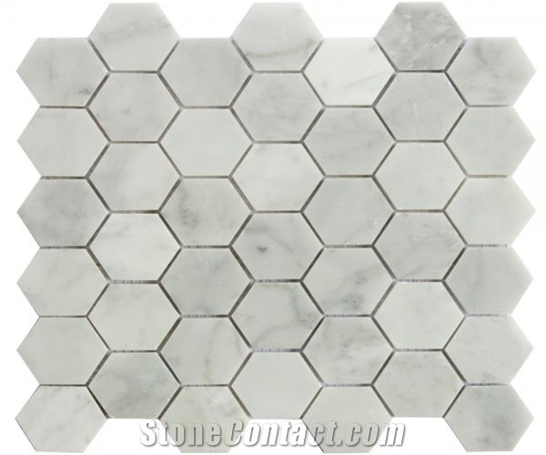 Carrara Marble Bathroom Mosaic Hexagon Tiles