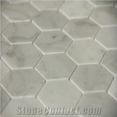 Carrara Marble Bathroom Mosaic Hexagon Tiles