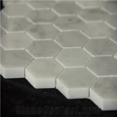 Carrara Marble Bathroom Mosaic Hexagon Tiles