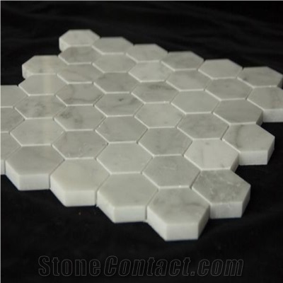 Carrara Marble Bathroom Mosaic Hexagon Tiles