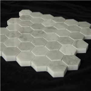 Carrara Marble Bathroom Mosaic Hexagon Tiles