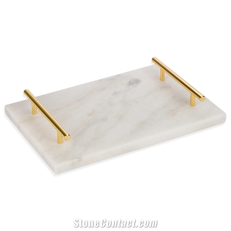 Carrara White Square Marble Trays
