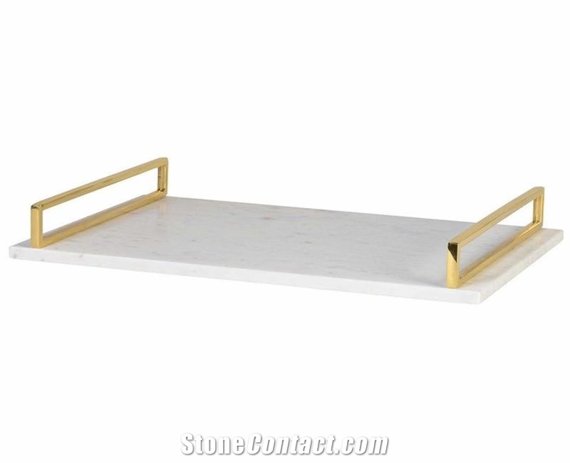 Carrara White Square Marble Trays