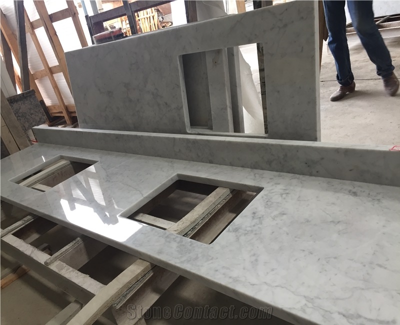 White Carrara Marble Kitchen Countertop Customized
