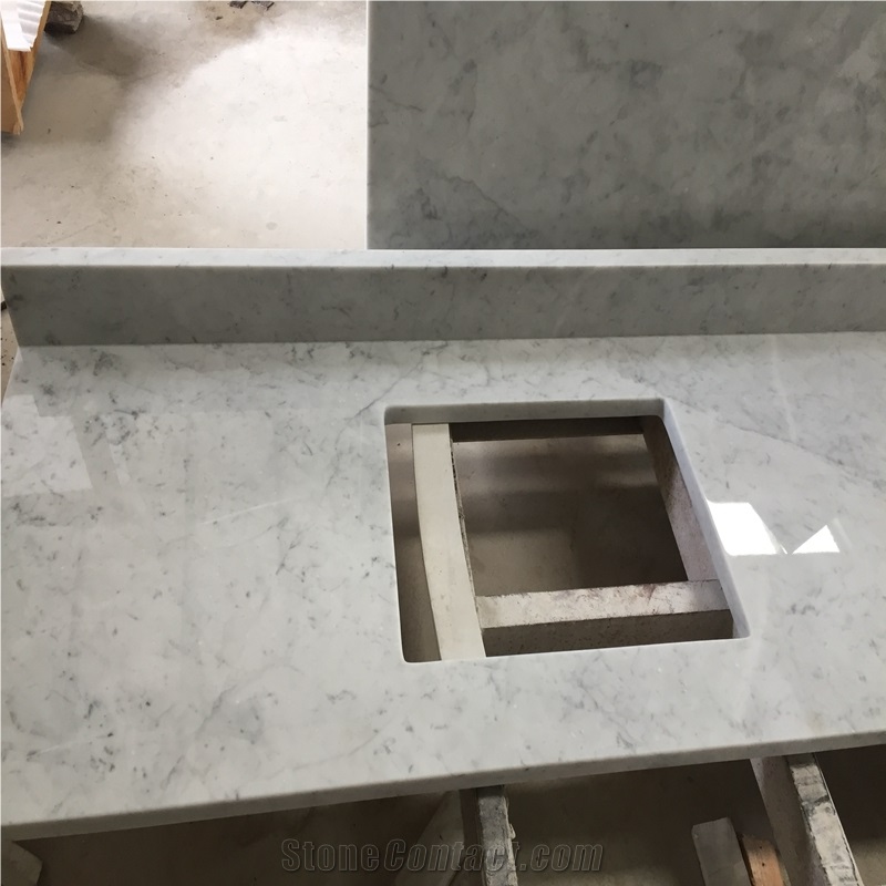 White Carrara Marble Kitchen Countertop Customized