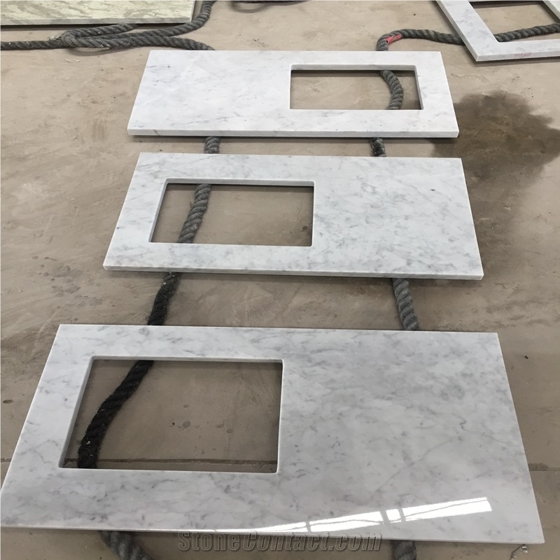 White Carrara Marble Kitchen Countertop Customized