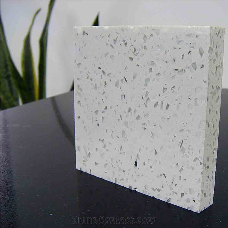 Prefab White Crystal Artificial Stone Quartz Tiles