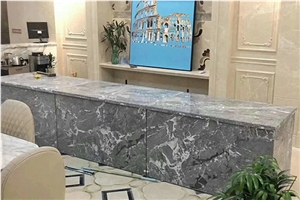 Storm Grey Hotel Commercial Vanity Top with Apron