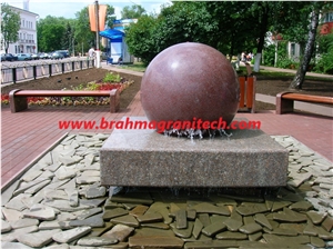Kugel Ball Fountain, Red Granite Ball Fountains