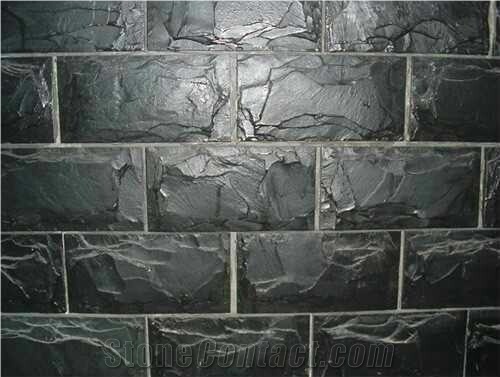 Black Diamond Slate Mushroomed Cladding Wall Tiles