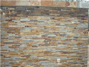 China Apricot Slate Clay Brick Cladding Wall Stone