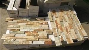 China Apricot Slate Clay Brick Cladding Wall Stone