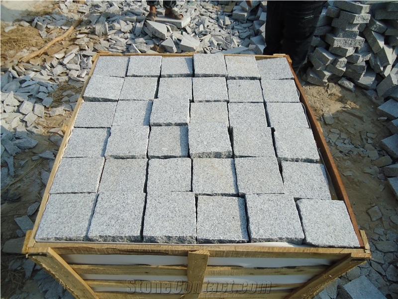Gris Quintana Cubes Stone Pavers Mesh Cobblestone