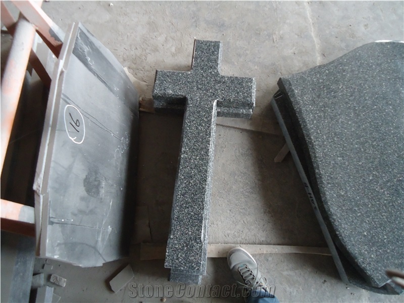 Preto Ceara Granite Tombstone Double Monuments