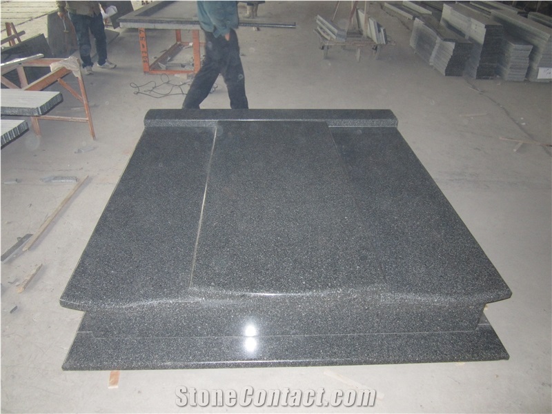 Preto Ceara Granite Tombstone Double Monuments