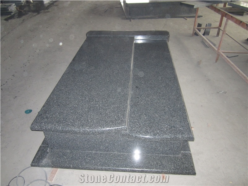 Preto Ceara Granite Tombstone Double Monuments