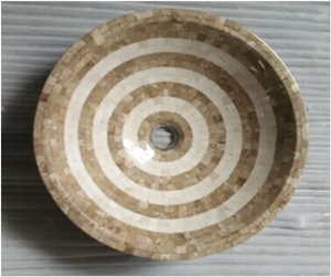 Royal Yellow Marble Mosaic Sink Oval Basin Polish