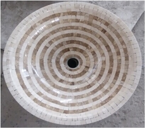 Royal Yellow Marble Mosaic Sink Oval Basin Polish