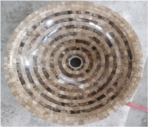 Royal Yellow Marble Mosaic Sink Oval Basin Polish
