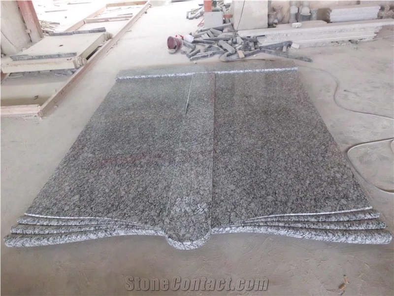 Seawave White Granite Slant Grave Stone Book Shape