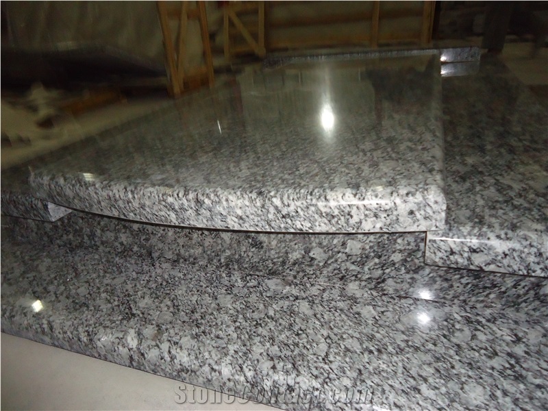 Seawave White Granite Slant Grave Stone Book Shape