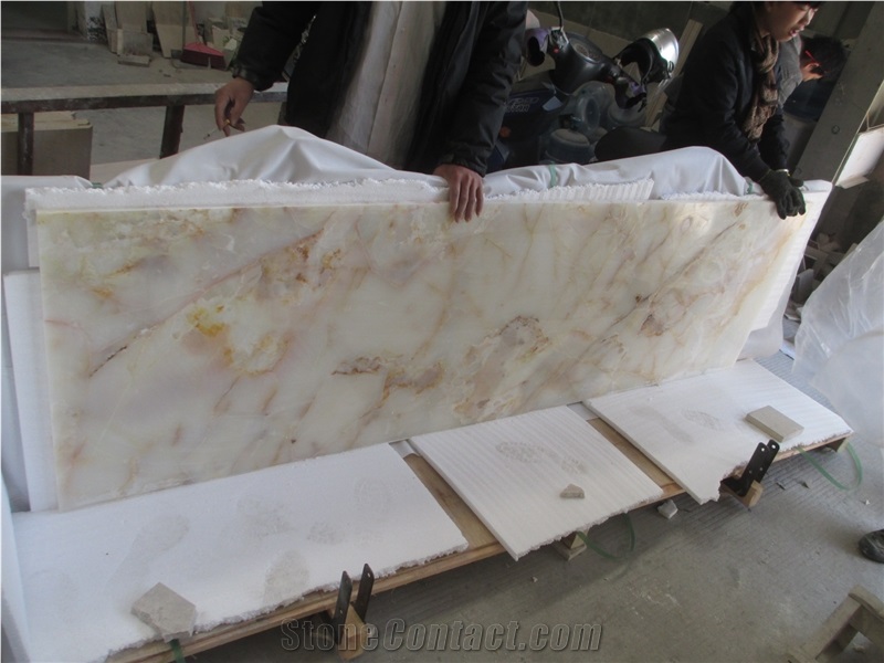 White Jade Ashlar Pattern Slabs Flooring