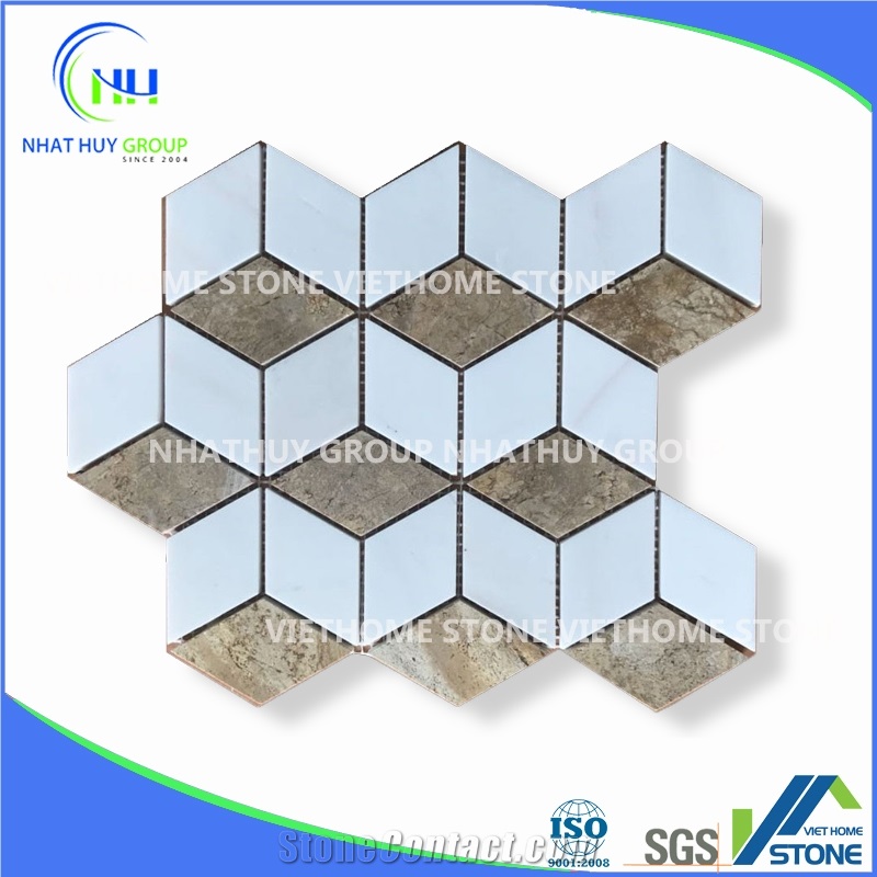 Black and White Marble Hexagon Mosaic