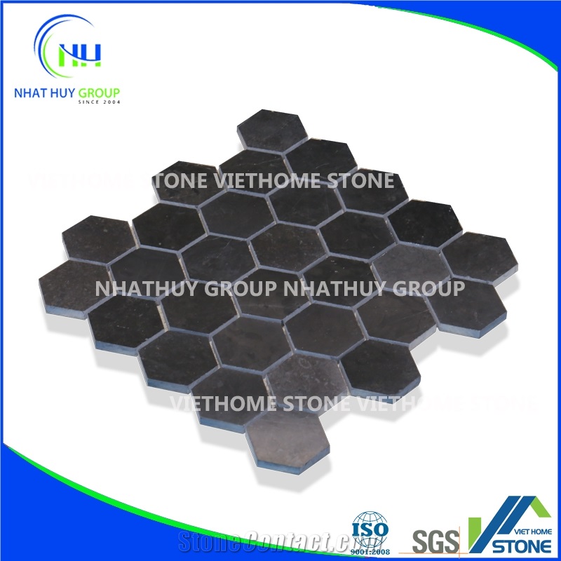 Black and White Marble Hexagon Mosaic