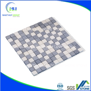 Mixed Bluestone and White Marble Mosaic
