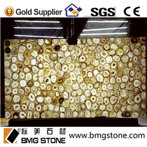 Backlit Yellow Semiprecious Agate Stone Slab
