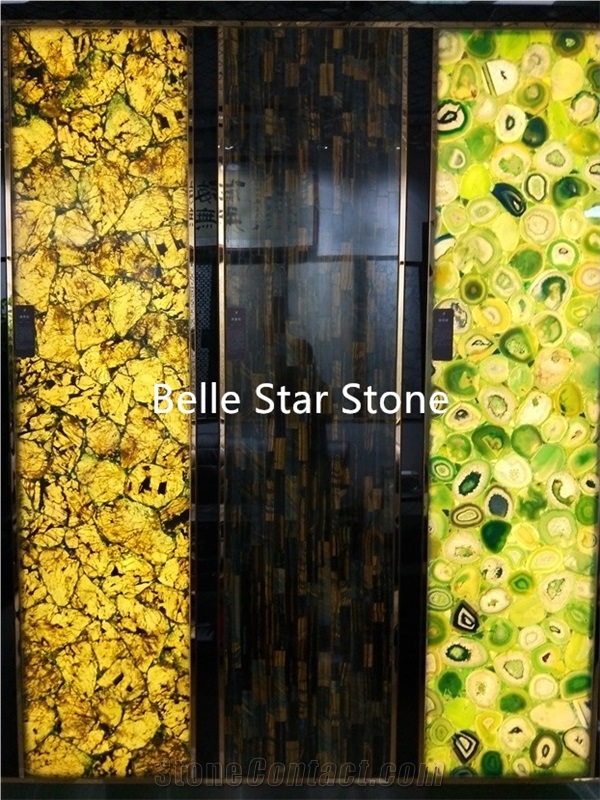 Green Gemstone Backlit Semiprecious Stone Slabs