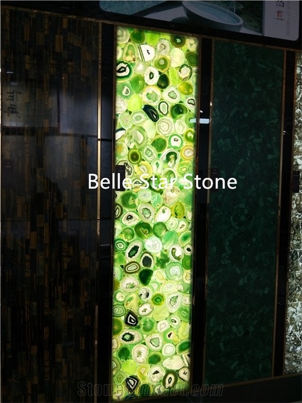 Green Gemstone Backlit Semiprecious Stone Slabs