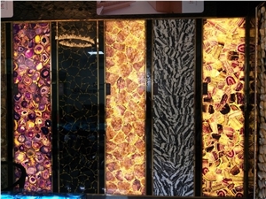 Purple Backlit Semiprecious Stone Wall Slabs/Tiles