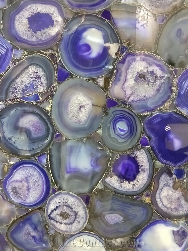 Purple Backlit Semiprecious Stone Wall Slabs/Tiles