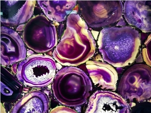 Purple Backlit Semiprecious Stone Wall Slabs/Tiles