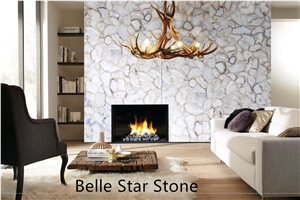 White Agate Semiprecious Stone Fireplace White Agate Semiprecious Stone Fireplace