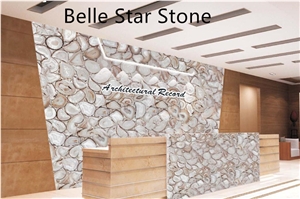 White Agate Semiprecious Stone Fireplace