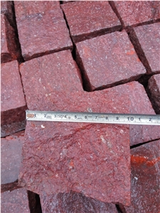 G666 Red Porphyry Paving Cubes Flamed