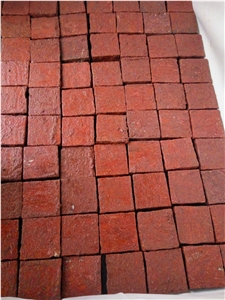 G666 Red Porphyry Paving Cubes Flamed