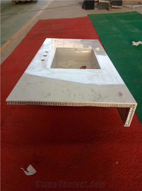 Calacutta White Marble Backed Honeycomb Vanity Top