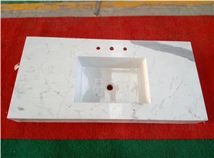 Calacutta White Marble Backed Honeycomb Vanity Top