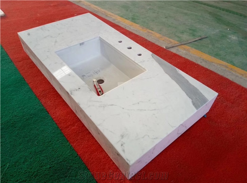 Calacutta White Marble Backed Honeycomb Vanity Top