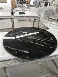 China Nero Portoro Marble Cafe Table Top Design