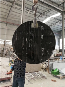 China Nero Portoro Marble Cafe Table Top Design