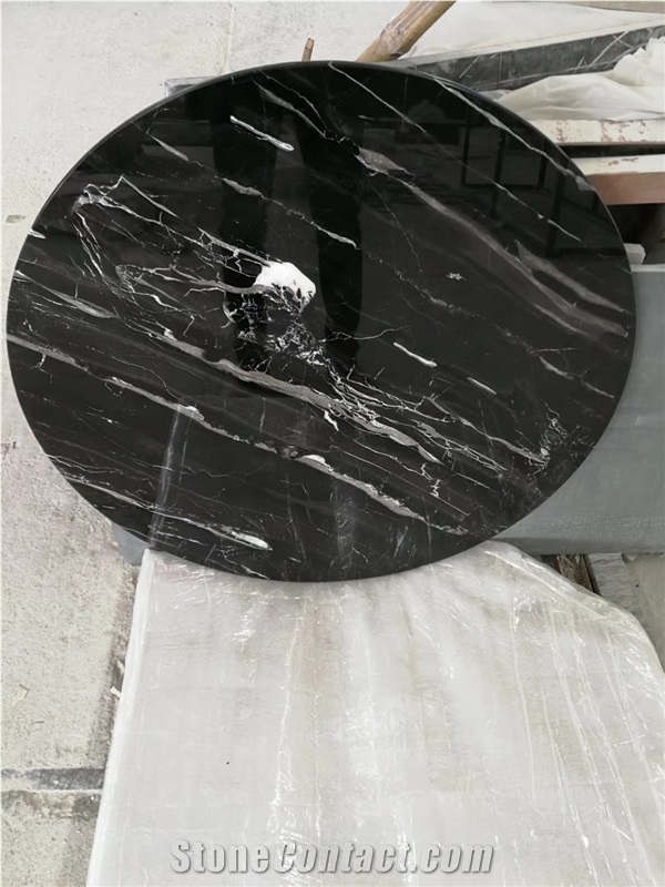 China Nero Portoro Marble Cafe Table Top Design