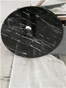 China Nero Portoro Marble Cafe Table Top Design